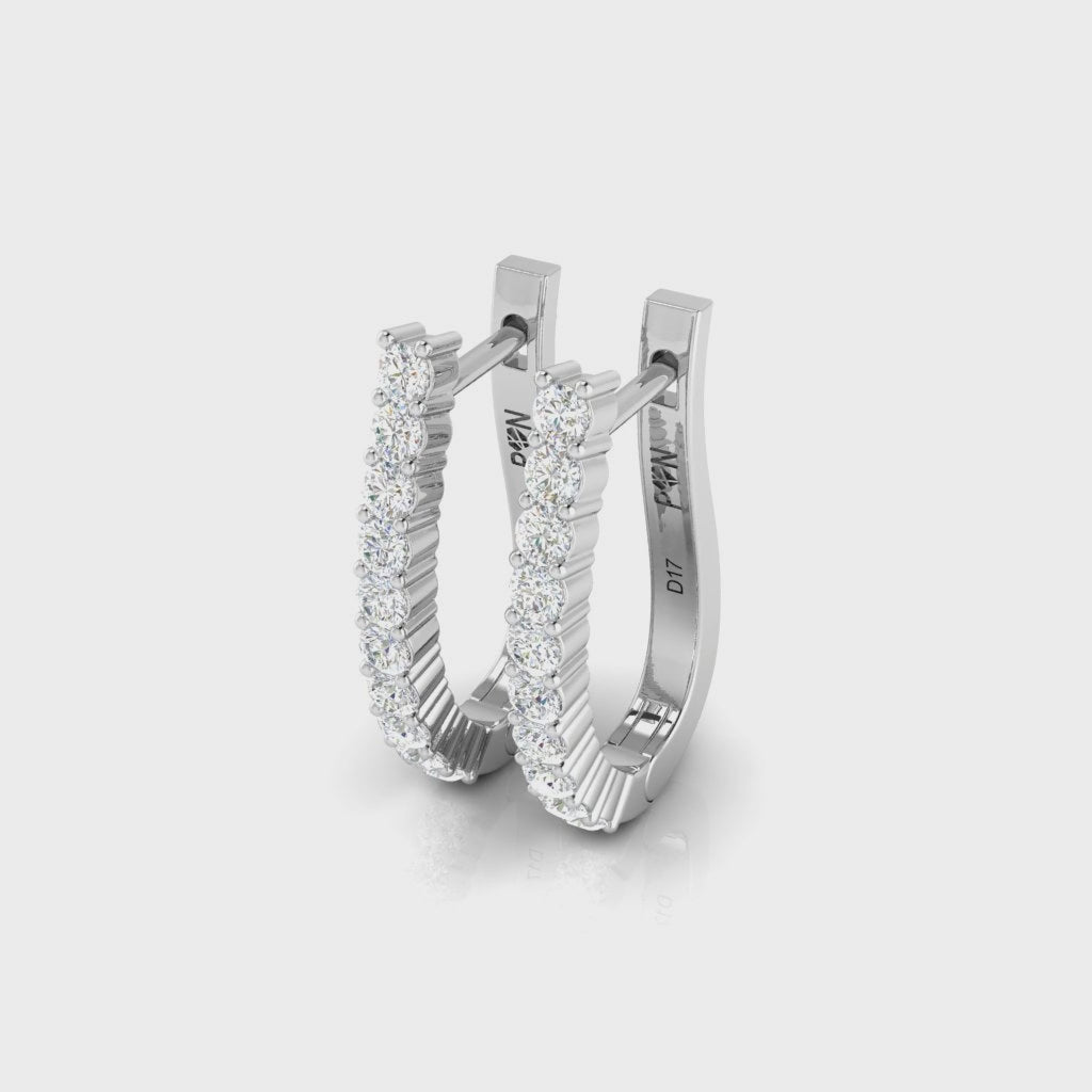 Elegant Yellow Gold Half Earrings with Round Diamonds