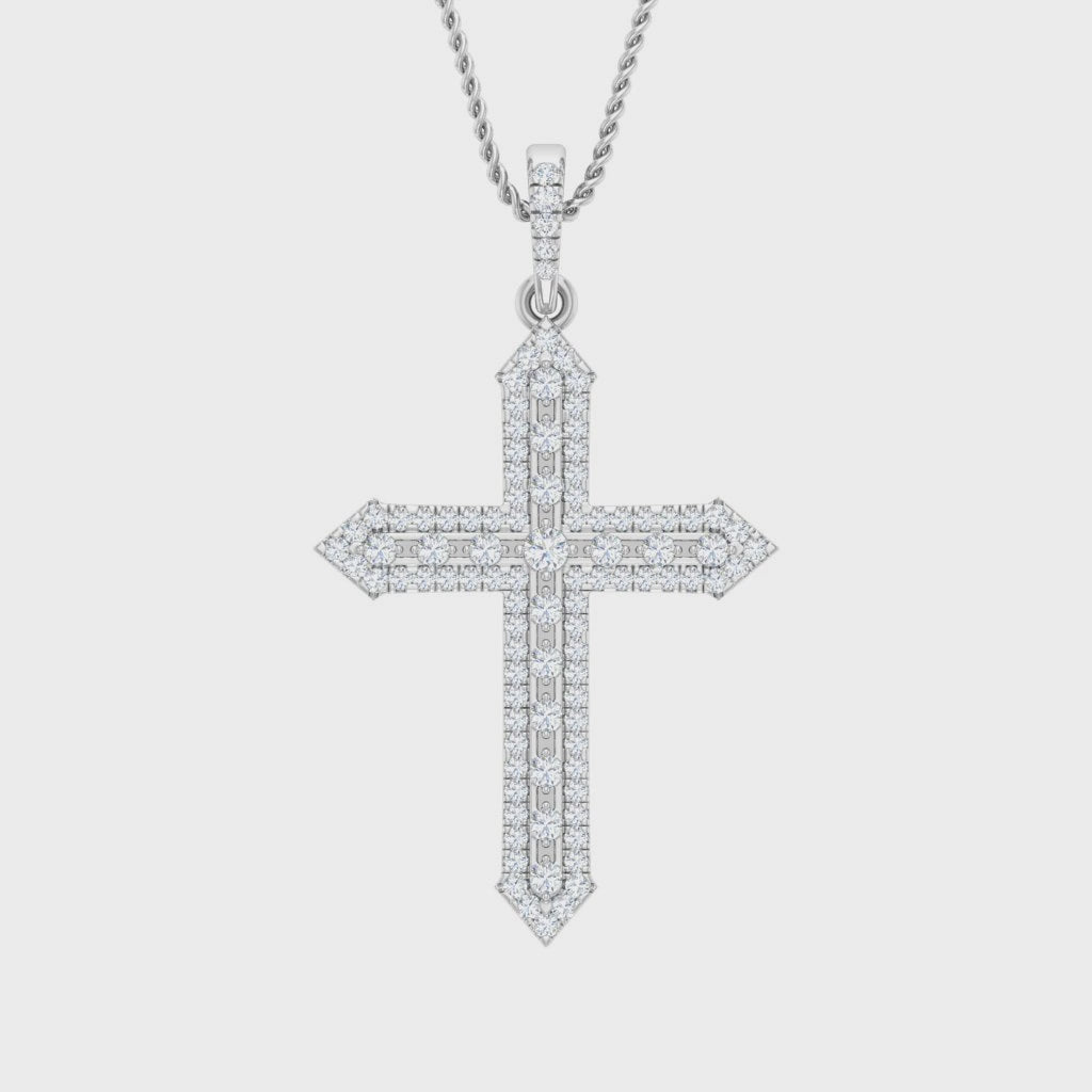Delicate Gold and 0.52 Cart Aprox Diamond Cross Pendant