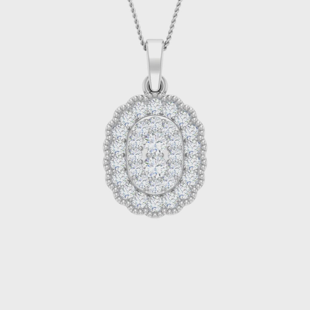 Diamond Cluster Oval Double Halo Pendant