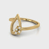Leaf Shape Gold & Four Stone Diamond Bypass Ring