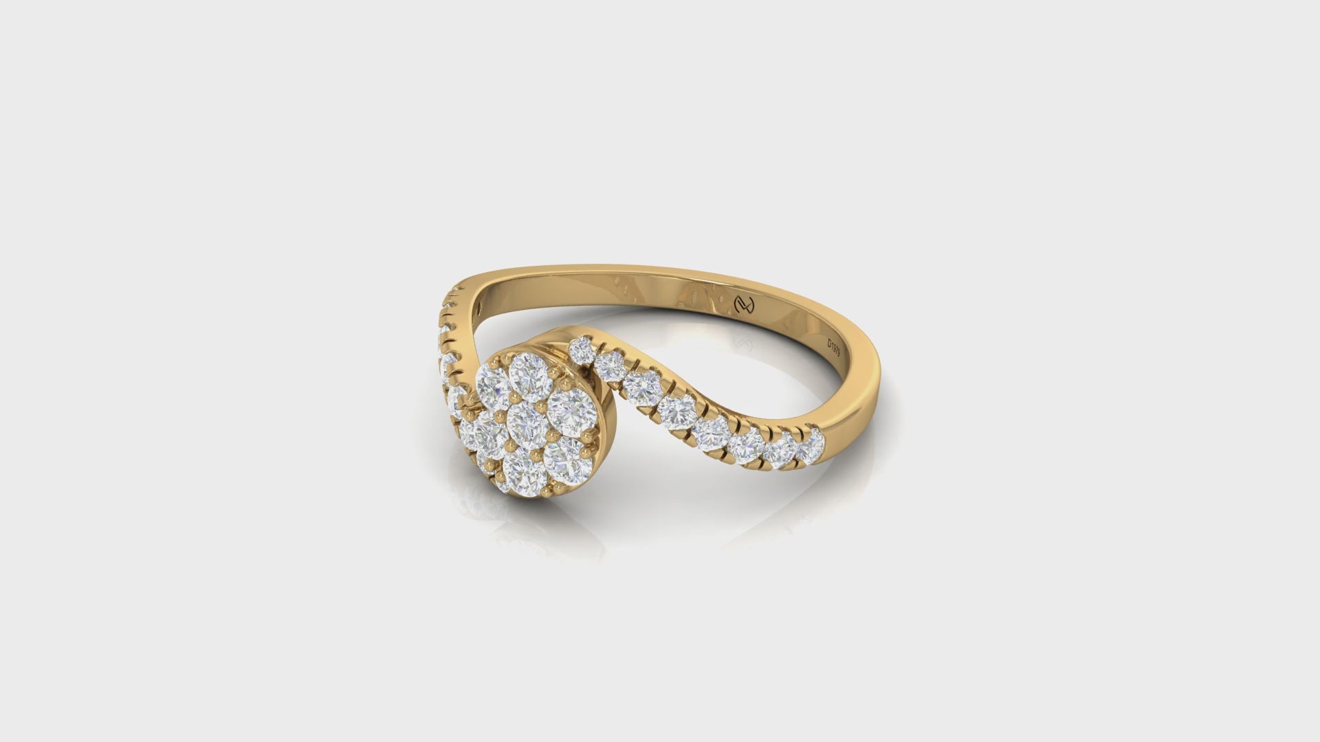 Curved Bypass Cluster Round Shape Ring