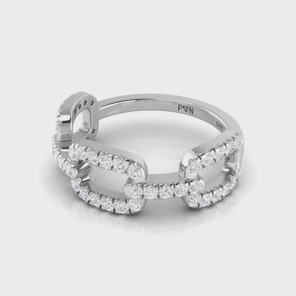 The Interlink Three Box Link Diamond Ring