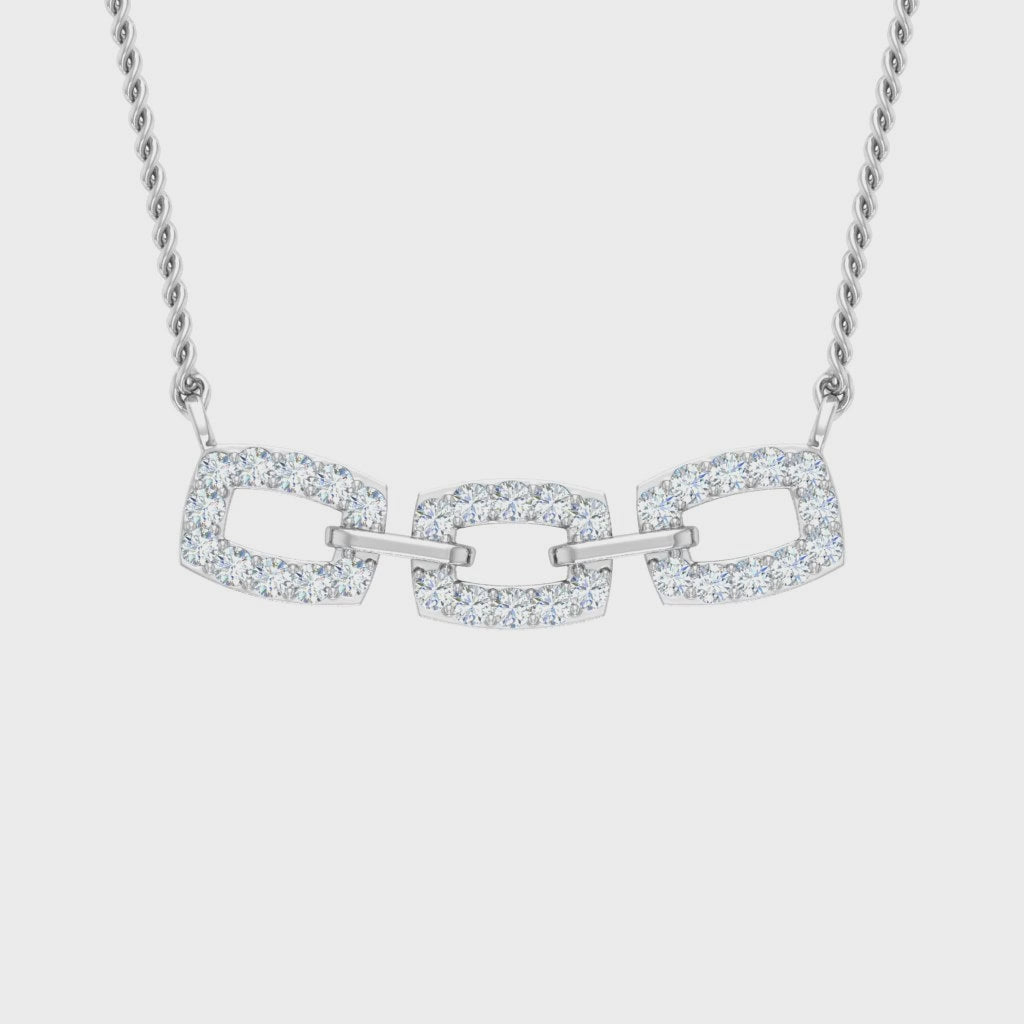 Modern Interlocking Link Diamond Necklace With Chain