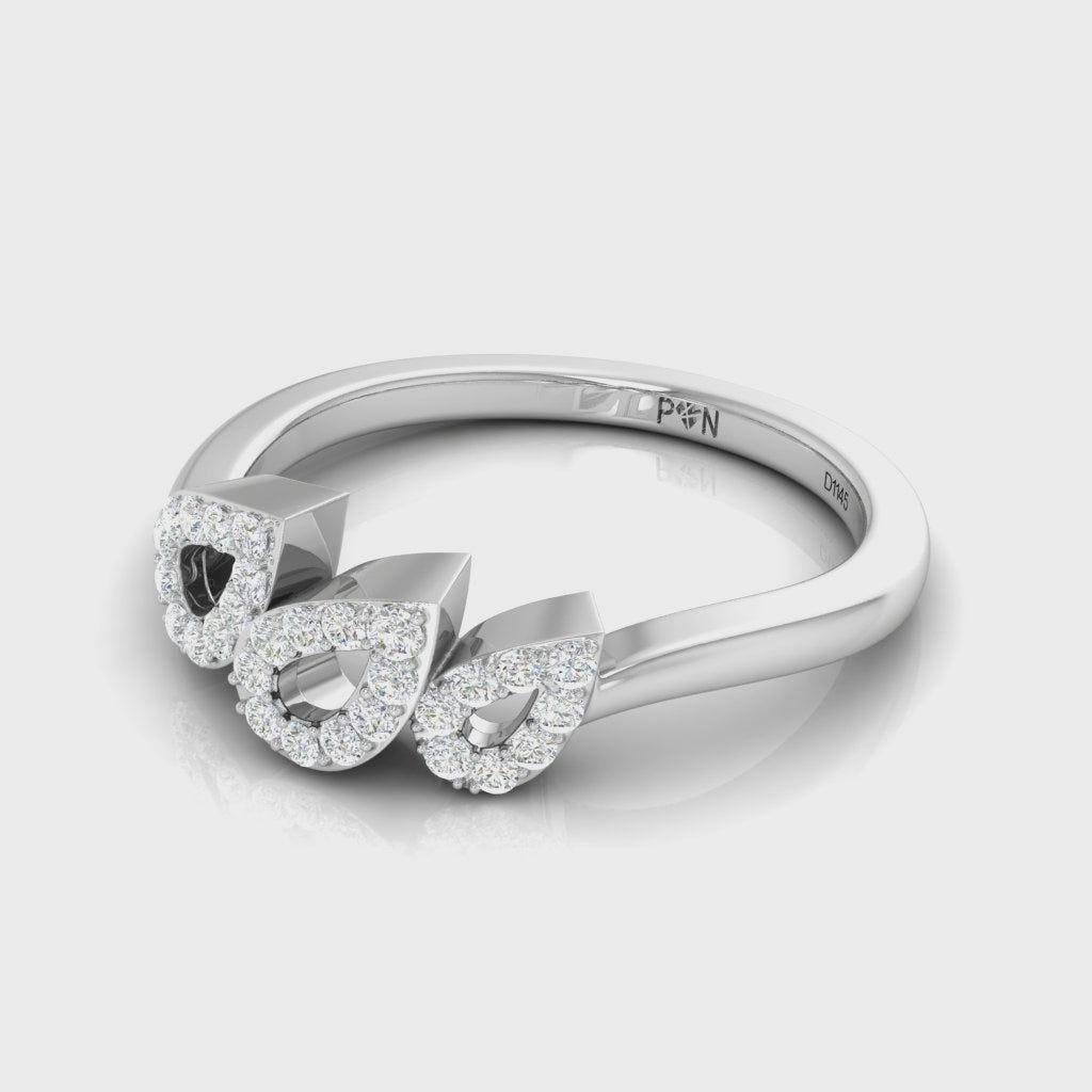 Elegant Gold Three Pear Engagement Ring