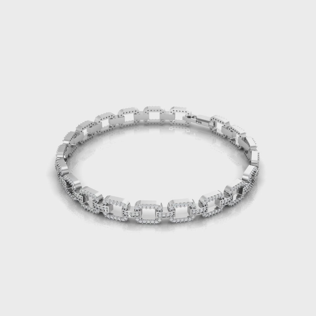 Modern Diamond & Gold Paperclip Link Bracelet