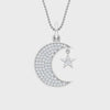 Sparkling Round Diamond Moon and Star Pendant
