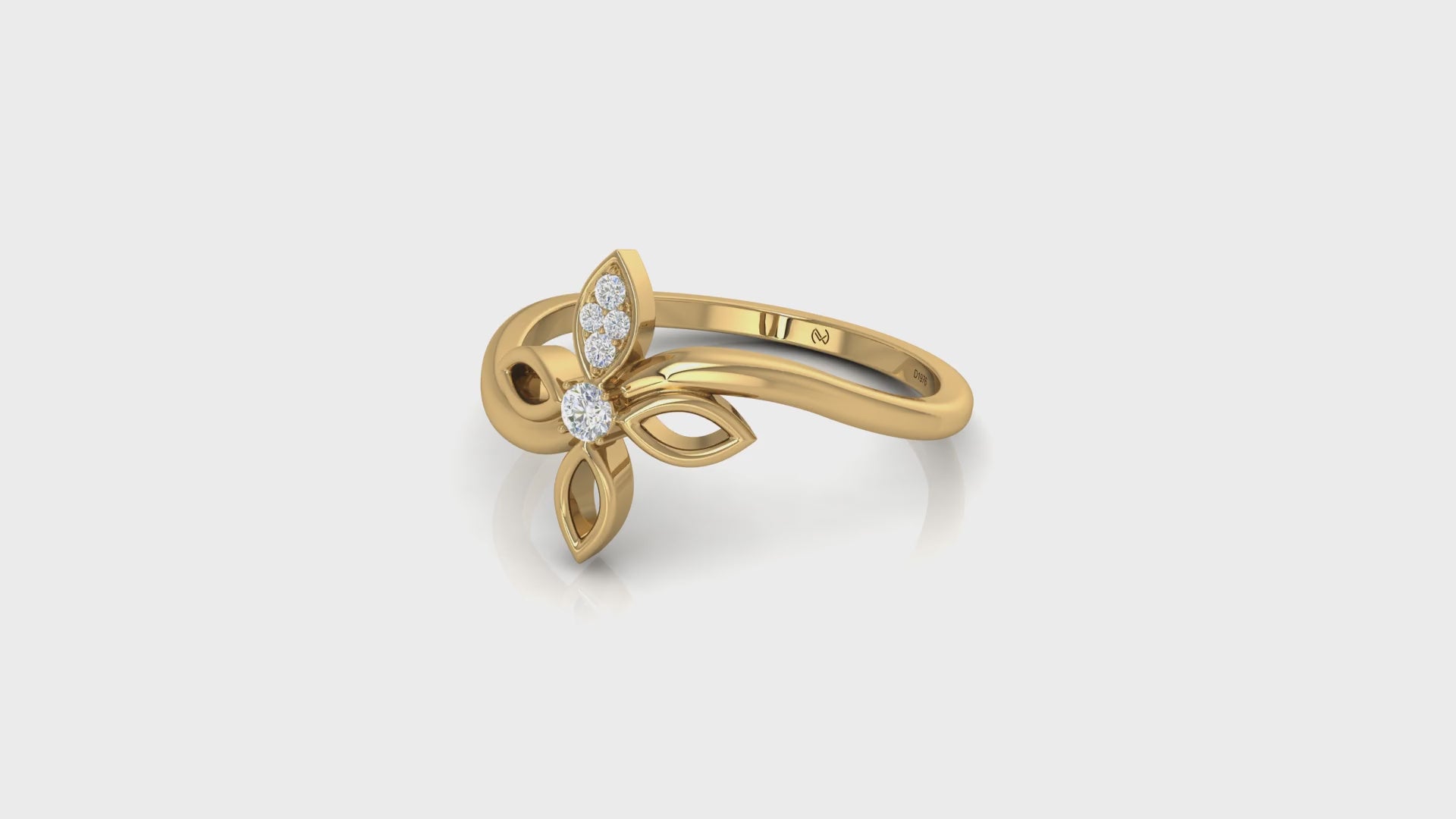 Blooming Love Diamond Ring with Butterfly Design