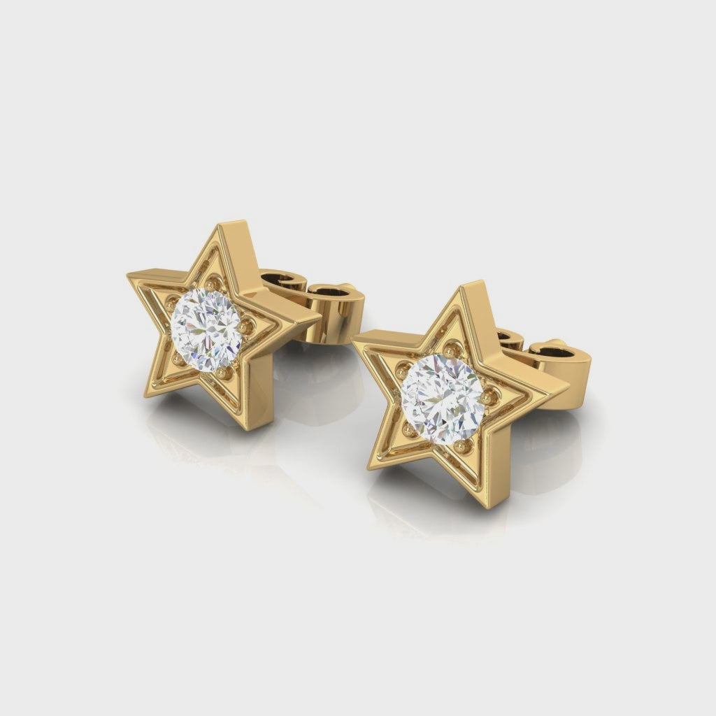 Diamond Star Stud Earrings for Women