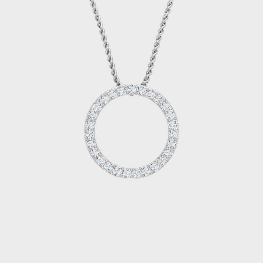 Open Circle Diamond Necklace with Chain