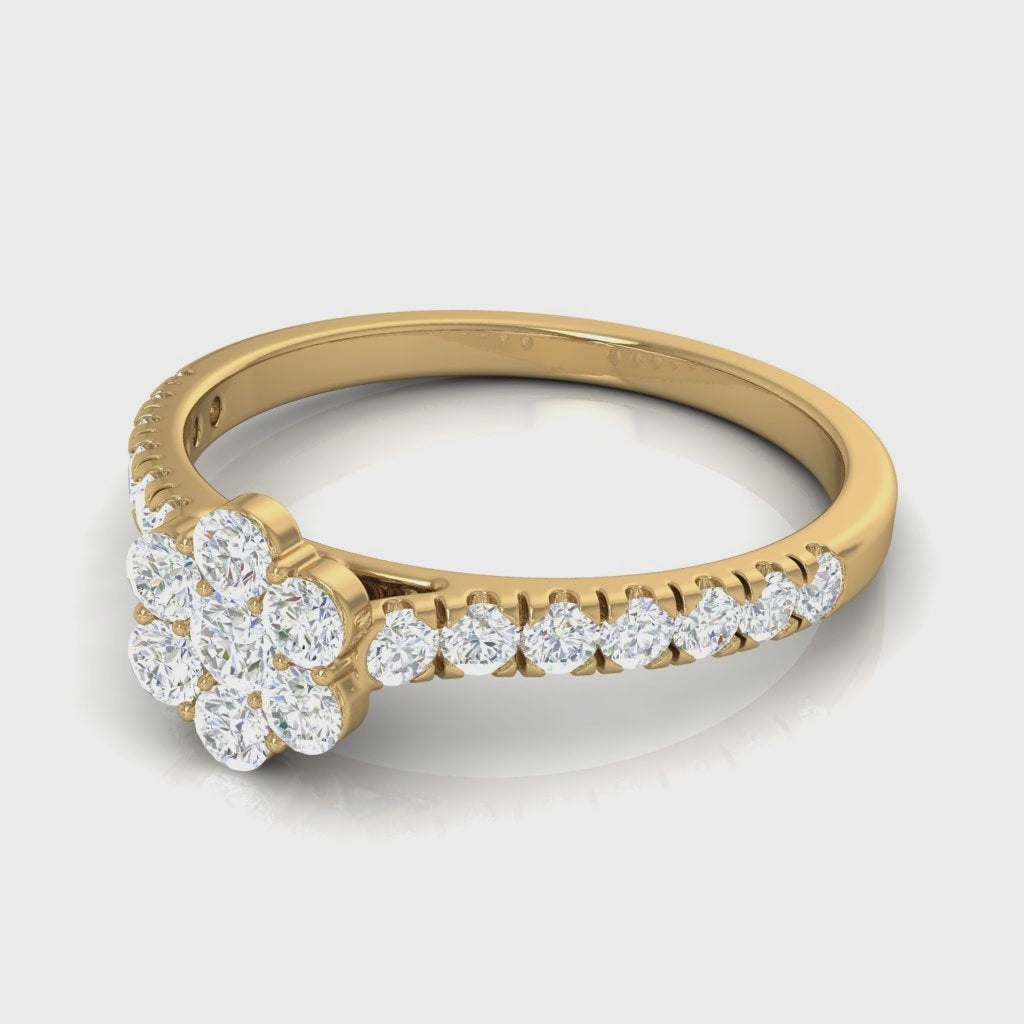 Floral Cluster Ring with Band Ring