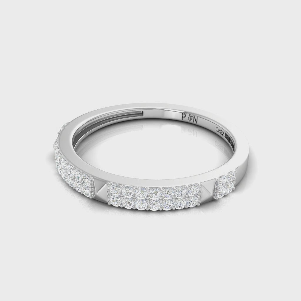 Modern Geometric Design Ring with Sparkling Stones