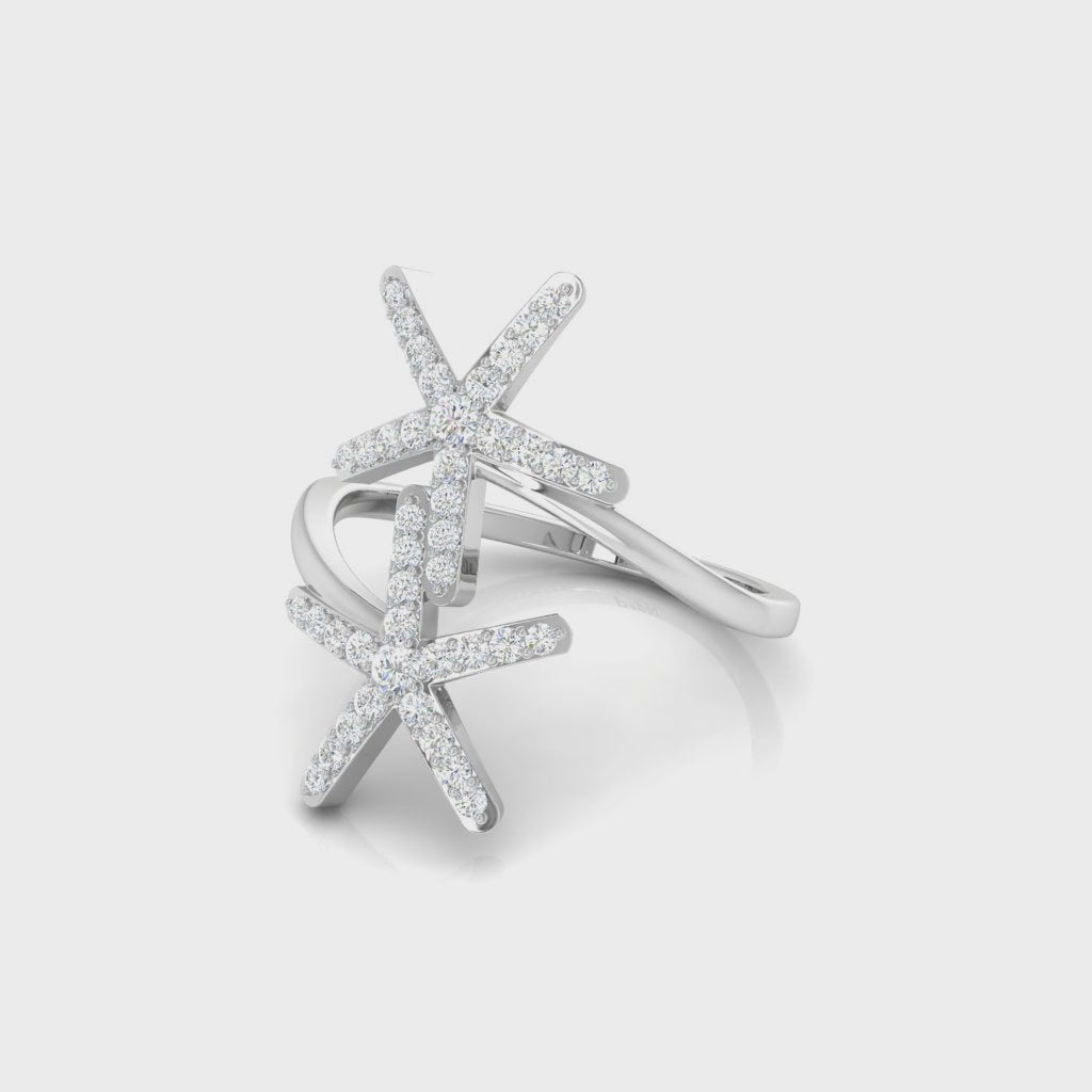 The Stellar Star Diamond Crossover Ring