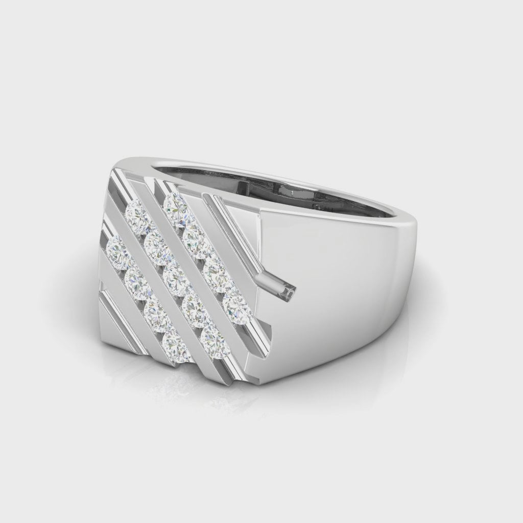 Modern Channel Set Round Diamond Band Ring