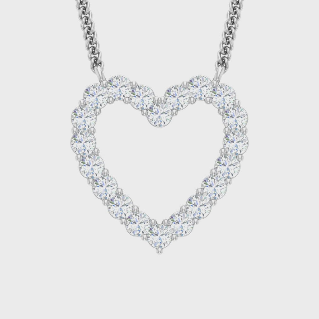 Dainty Diamond Open Heart Charm Necklace With Chain