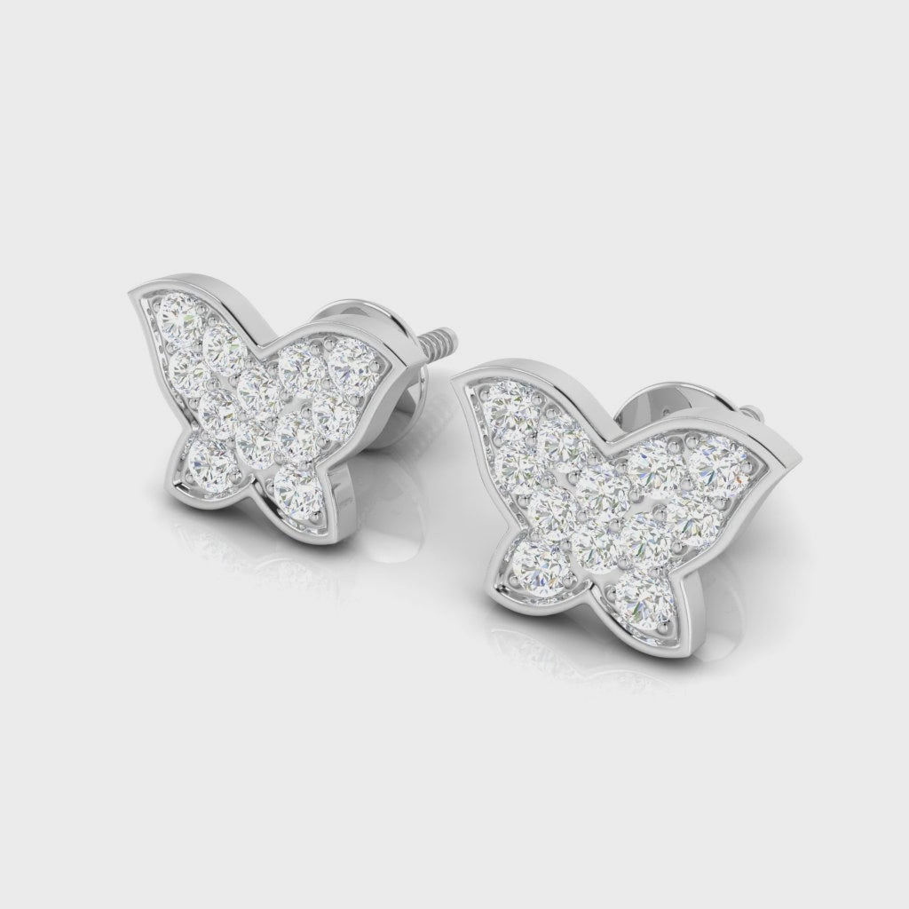 Twilight Butterfly Gold & Diamond Stud Earrings
