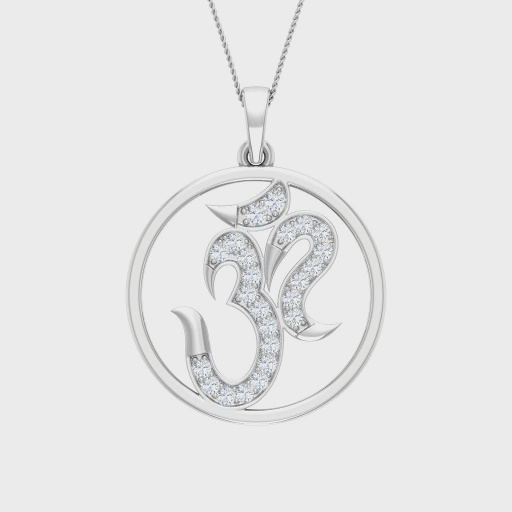 Round Diamond Om Gold Pendant