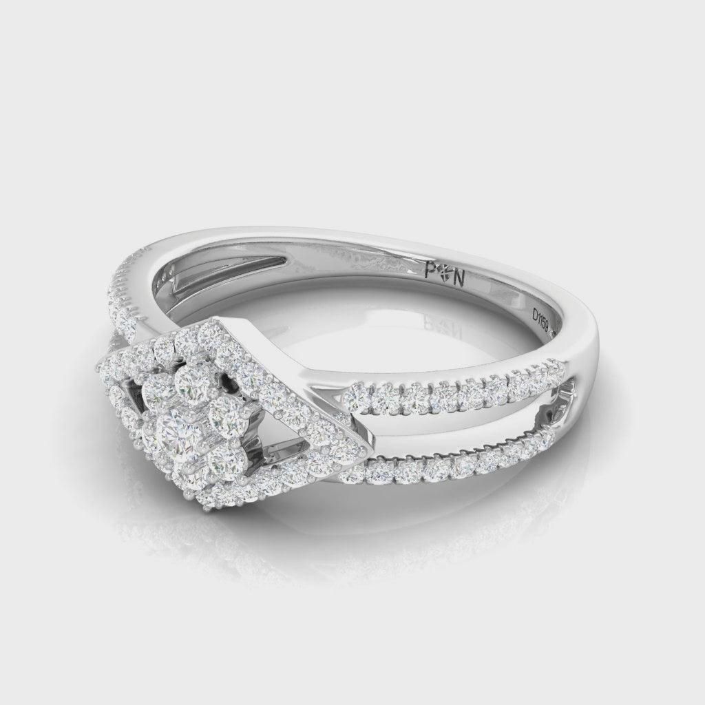 Contemporary Geometric Bloom Diamond Ring