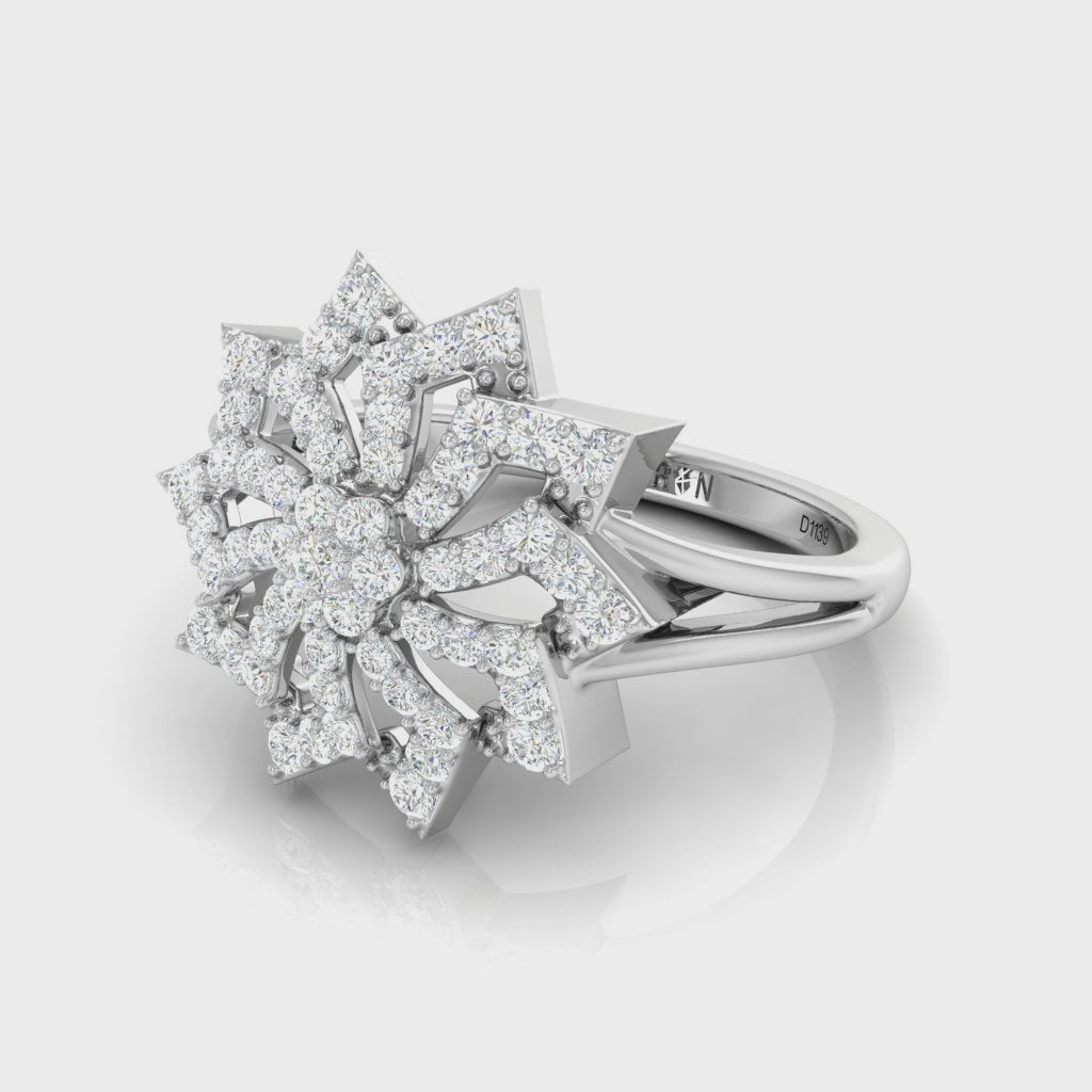 Elegant Gold Floral Diamond Ring