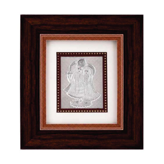 Radha Krishna Frame - 999 Pure silver , 7 x 8 Inch