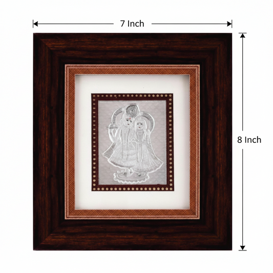 Radha Krishna Frame - 999 Pure silver , 7 x 8 Inch
