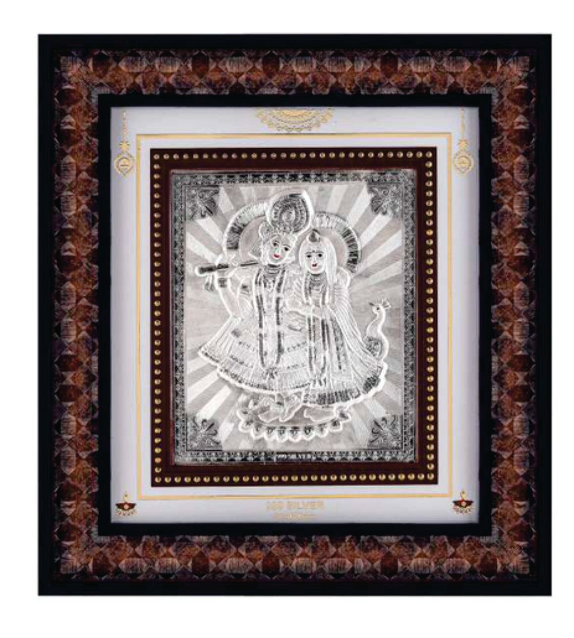 Radha Krishna Frame - 999 Pure silver , 10 x 11 Inch