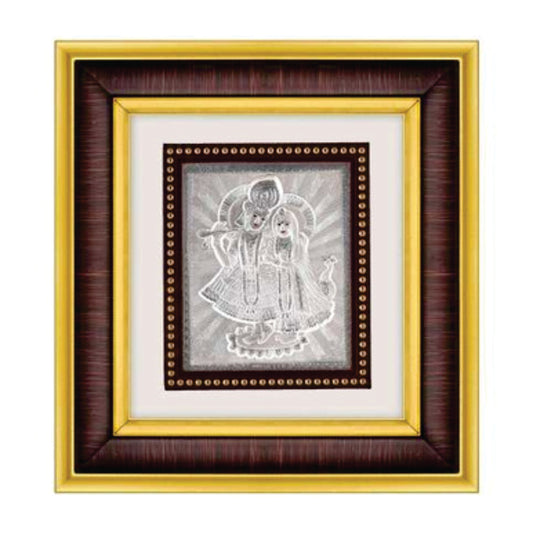 Radha Krishna Frame - 999 Pure silver , 8.5 x 9.5 Inch