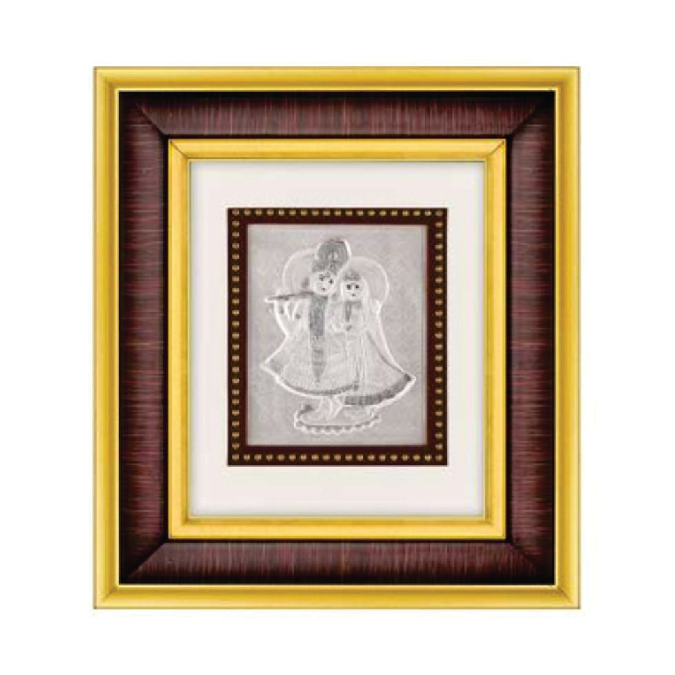 Radha Krishna Frame - 999 Pure silver , 7 x 8 Inch