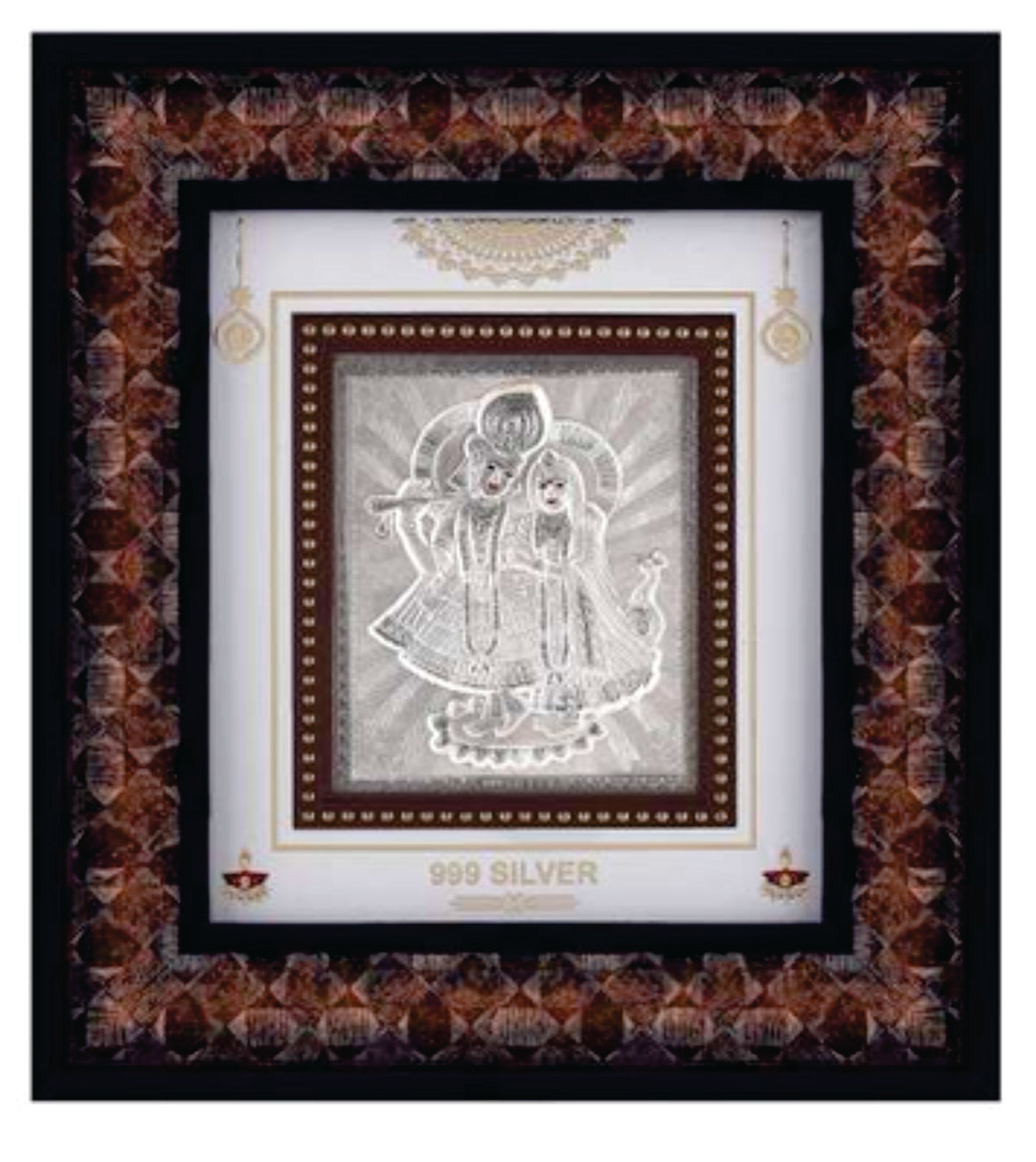 Radha Krishna Frame - 999 Pure silver , 9 x 10 Inch
