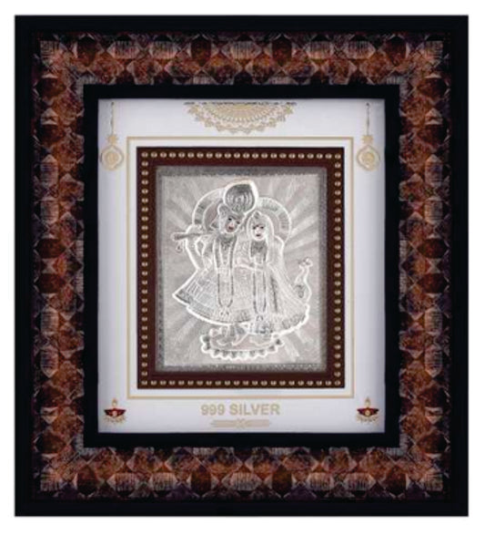 Radha Krishna Frame - 999 Pure silver , 9 x 10 Inch