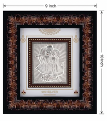 Radha Krishna Frame - 999 Pure silver , 9 x 10 Inch