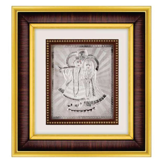 Radha Krishna Frame - 999 Pure silver , 10 x 11 Inch