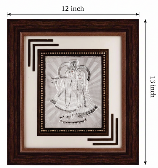 Radha Krishna Frame - 999 Pure silver , 12 x 13 Inch