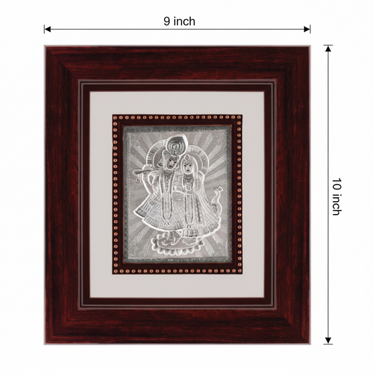 Radha Krishna Frame - 999 Pure silver , 9 x 10 Inch