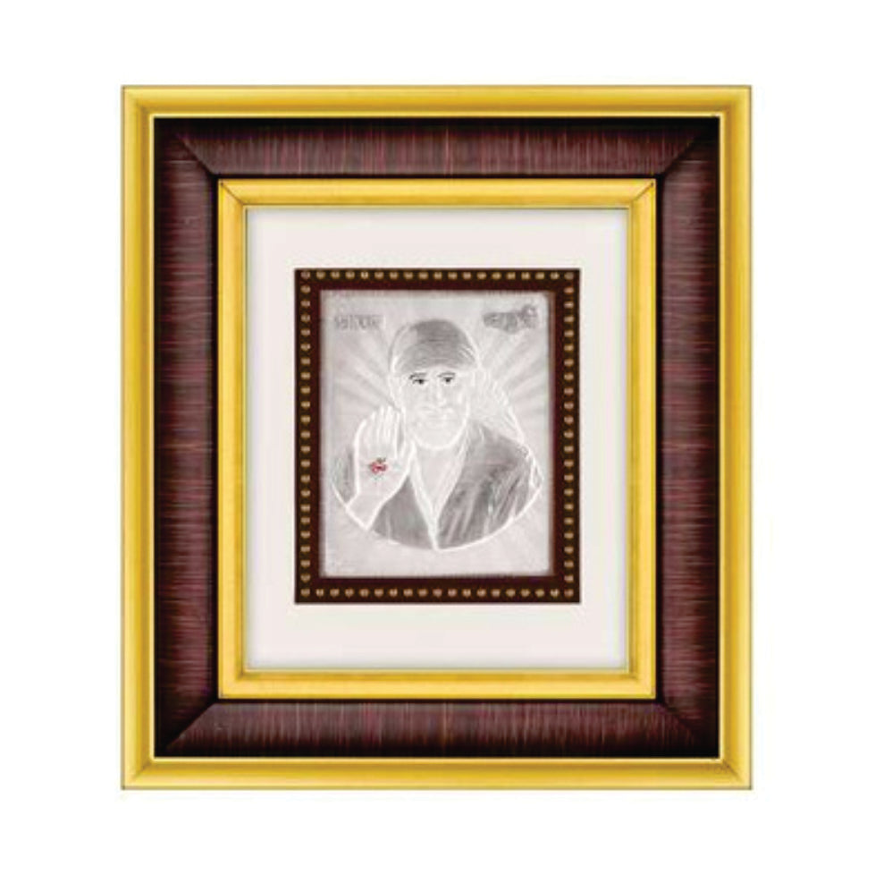 Sai Baba Frame  - 999 Pure silver , 7 x 8 Inch