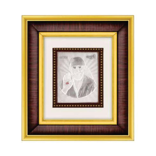 Sai Baba Frame  - 999 Pure silver , 7 x 8 Inch