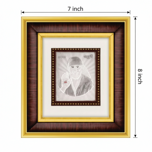 Sai Baba Frame  - 999 Pure silver , 7 x 8 Inch