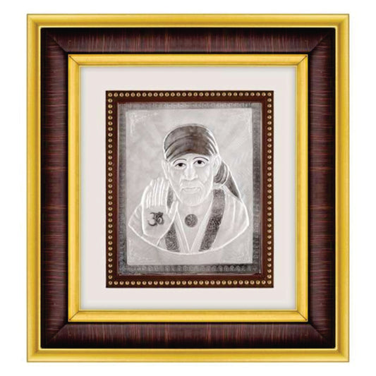 Sai Baba Frame - 999 Pure silver , 10 x 11 Inch