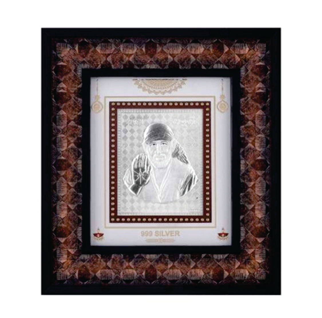 Sai Baba Frame - 999 Pure silver , 7 x 8 Inch