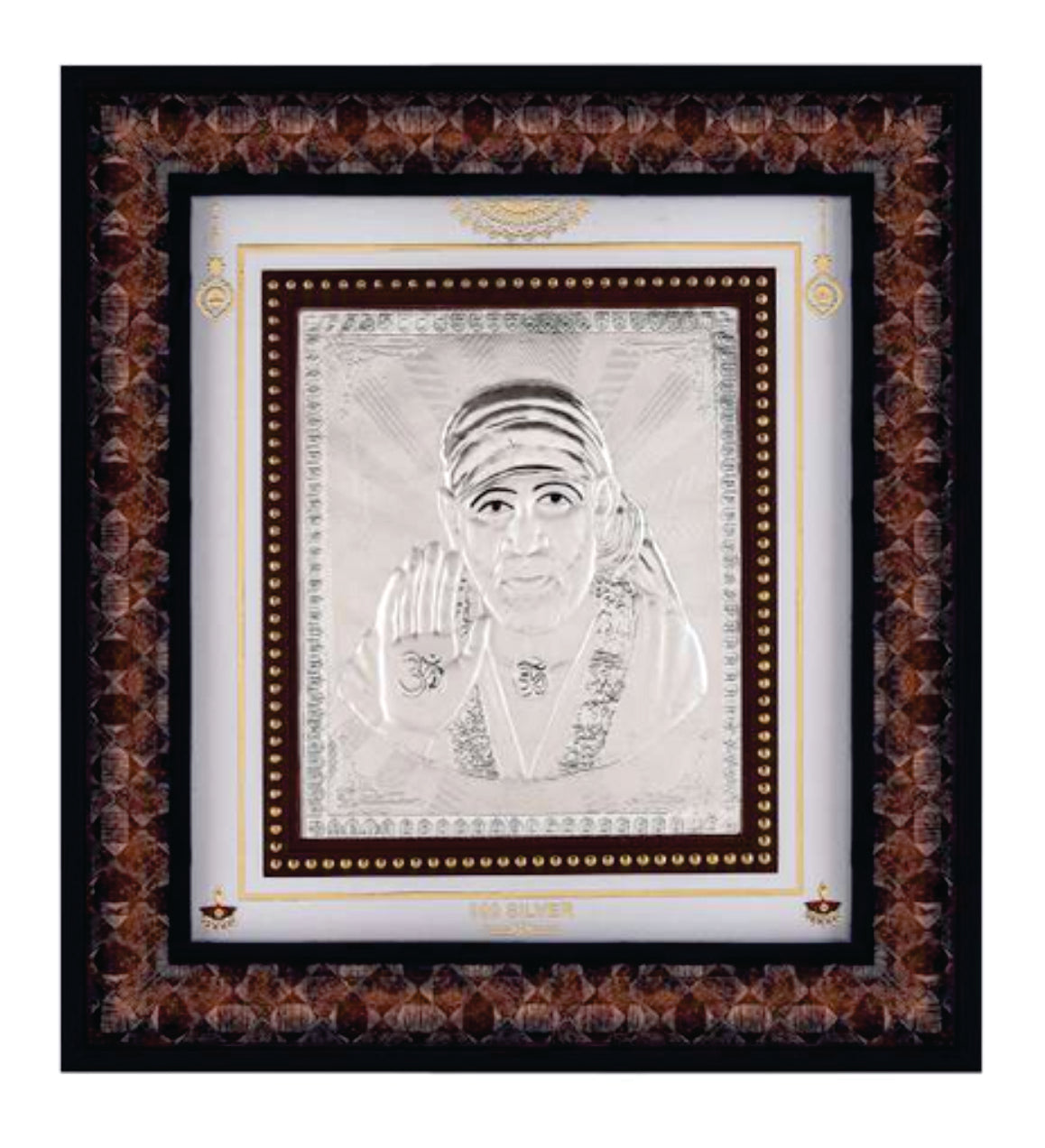 Sai Baba Frame - 999 Pure silver , 10 x 11 Inch