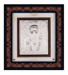 Sai Baba Frame - 999 Pure silver , 10 x 11 Inch