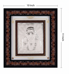 Sai Baba Frame - 999 Pure silver , 10 x 11 Inch