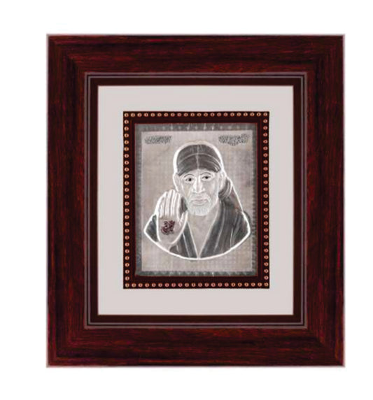 Sai Baba Frame - 999 Pure silver , 9 x 10 Inch