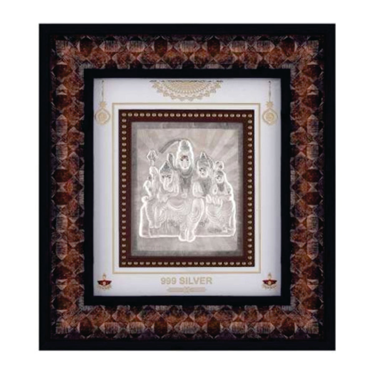 Shiva Parivar Frame - 999 Pure silver , 9 x 10 Inch