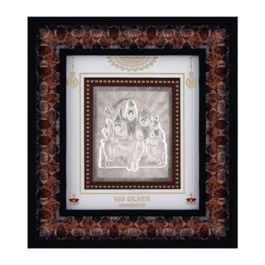 Shiva Parivar Frame - 999 Pure silver , 9 x 10 Inch