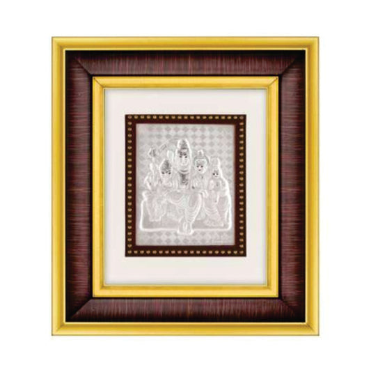 Shiv Parivar Frame - 999 Pure silver , 7 x 8 Inch