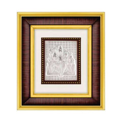 Shiv Parivar Frame - 999 Pure silver , 7 x 8 Inch