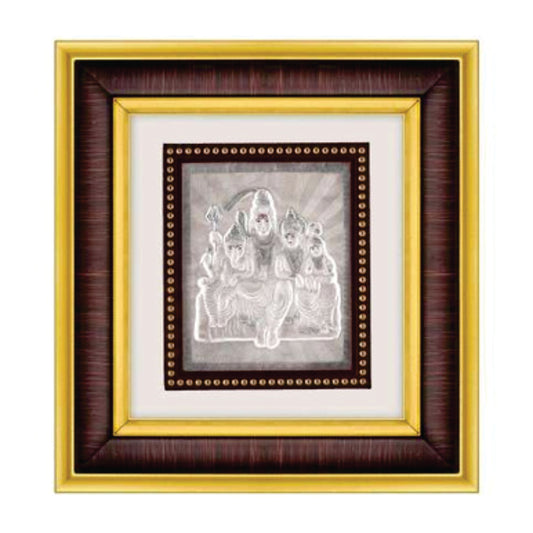 Shiv Parivar Frame - 999 Pure silver , 8.5 x 9.5 Inch