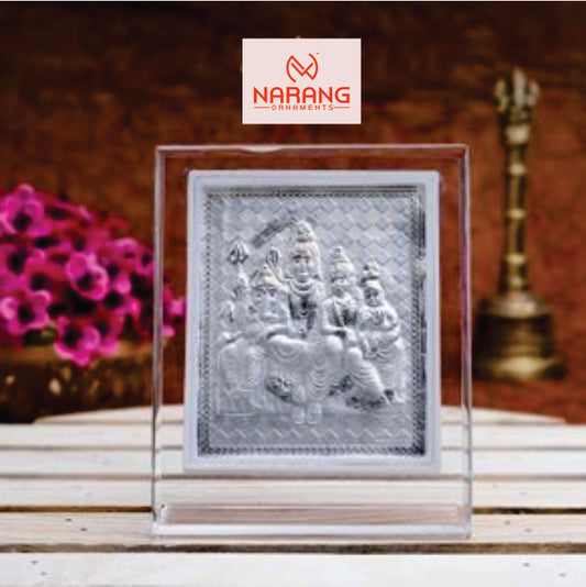 Shiv Parivar Frame - 999 Pure silver , 3.5 x 4.5 Inch