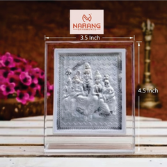 Shiv Parivar Frame - 999 Pure silver , 3.5 x 4.5 Inch
