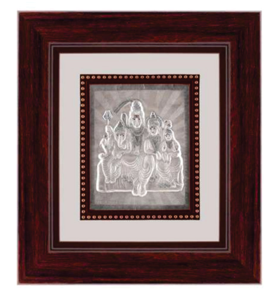 Shiv Parivar Frame - 999 Pure silver , 9 x 10 Inch